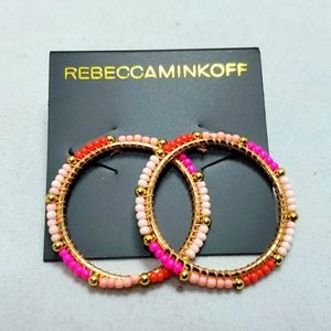 Rebecca minkoff pink beaded circle earrings